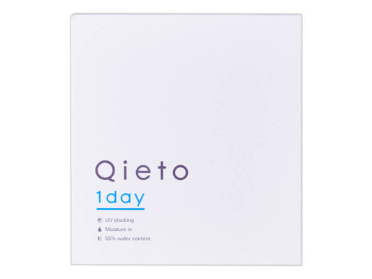 This is the image of a Qieto 1day contact lenses packaging box. 