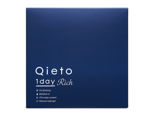  Product packaging of Qieto 1day Rich contact lenses. 