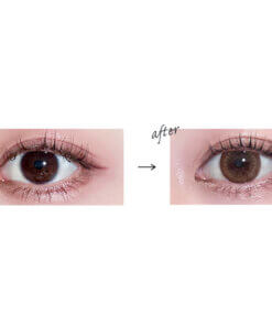 Before and after wearing Qieto 1 Day Color Luster Eyes contact lenses